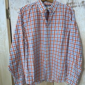 Old Navy Orange and Light Blue Plaid Button-Down Shirt - Men's